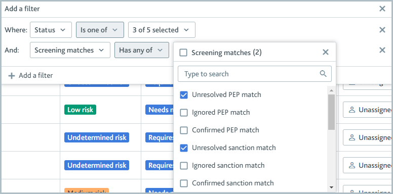 Tutorial_Views_Filter_screening_matches.png Add a filter dialog with screening matches filter.
