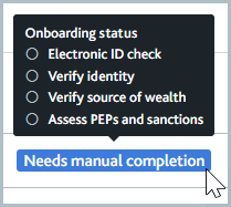 Applications_Onboarding_status_tooltip.png Tooltip displayed on hovering over Needs manual completion status for a product application. The tooltip shows the onboarding status of the application.