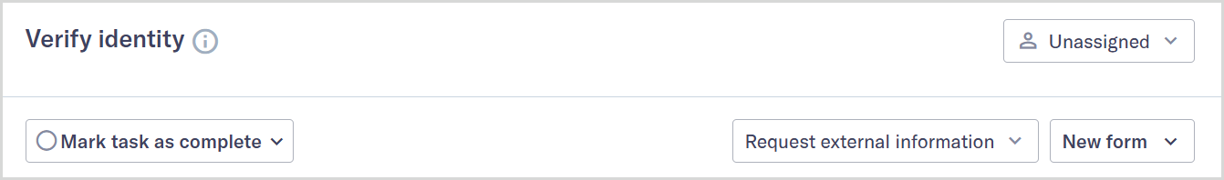Request_external_information.png Section of the Verify identity task page showing the Request external information button.