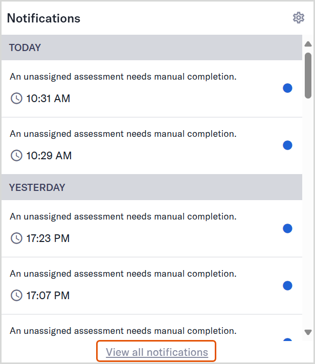 Notifications_View_all_notifications.png Notifications center highlighting the View all notifications link.