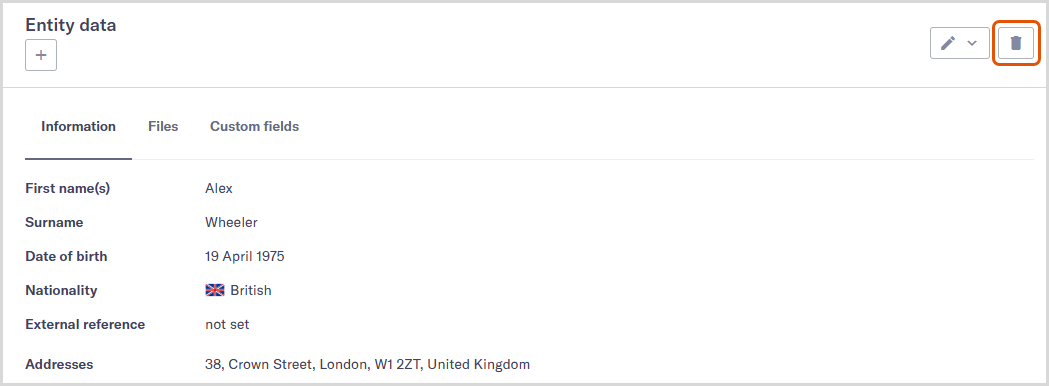 Delete_entity.png Individual entity highlighting the delete entity button.