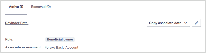 Copy_associate_data.png Section of an associate record on the verification list showing the Copy associate data button.