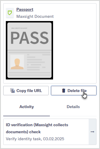 Profiles_Delete_file.png File preview panel with mouse hovering over Delete file button.