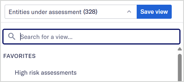 View selection drop-down menu showing starred favorite view.