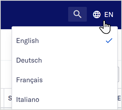 Change language menu options