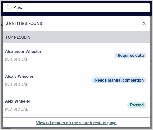 Entity_search_results.png Search results showing entities found for the search term 'Alex'