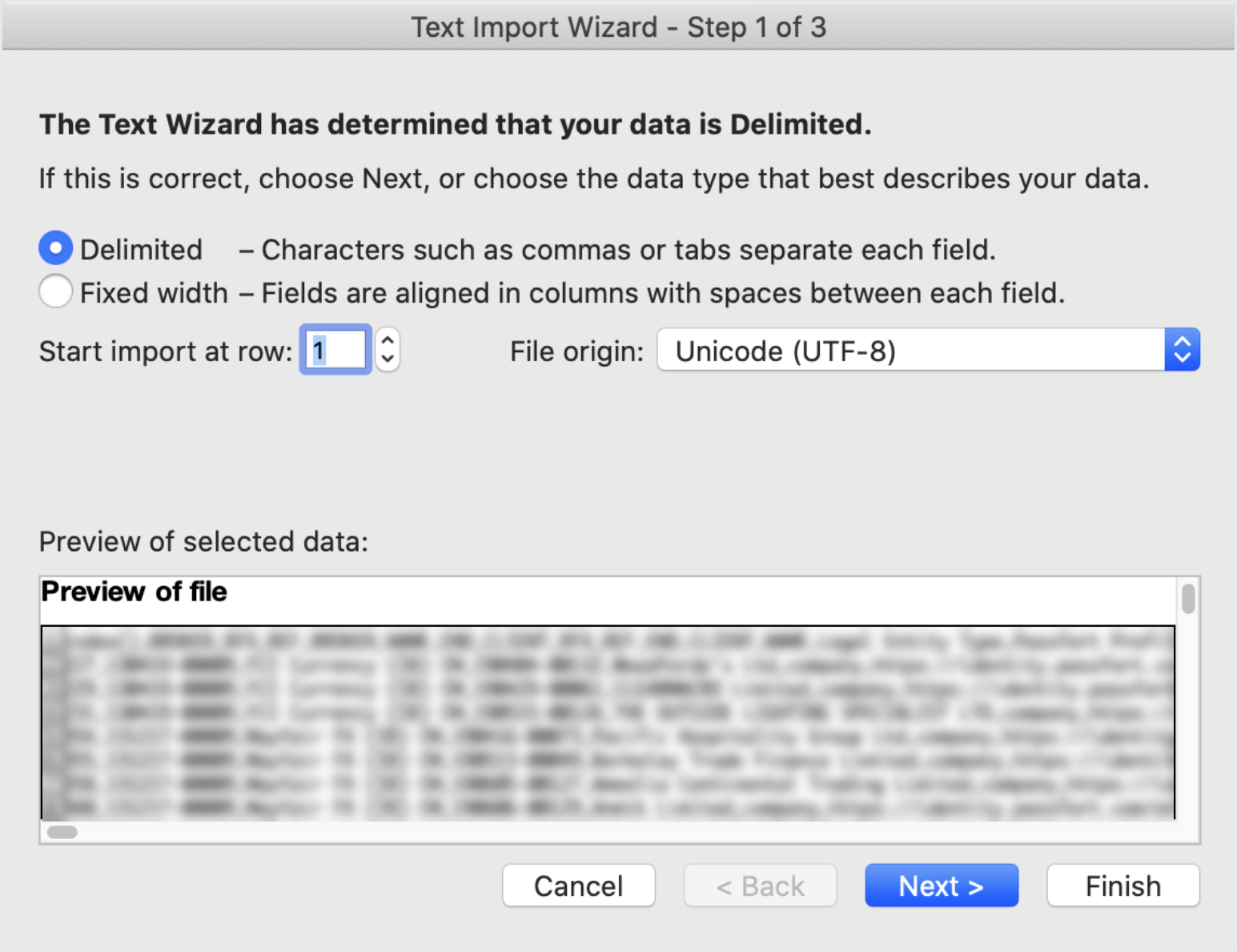 Reporting_Text import wizard Microsoft Excel's Text wizard import for Macbooks