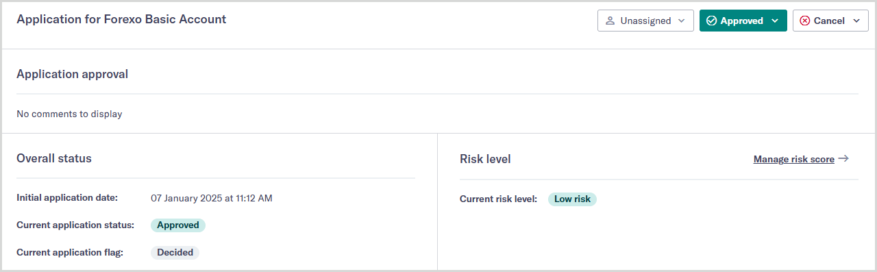 Applications_Approved_application.png Application page on a profile showing the application has been approved.