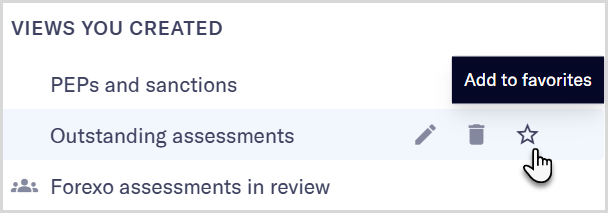 Unfilled star icon indicating the view is not one of your favorites.